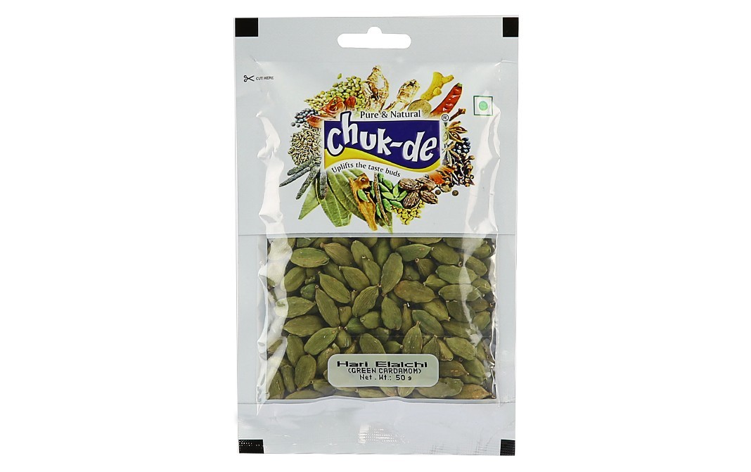 Chuk-de Hari Elaichi (Green Cardamom)   Pack  50 grams